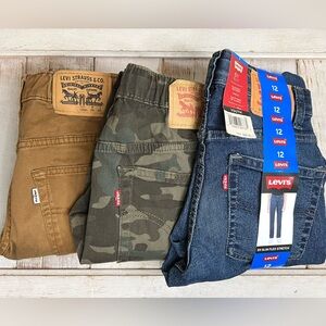 Levi's Boys 3-Pack 511 Slim Jeans and Jogger- Brown, Camo, Blue Denim